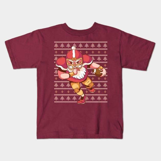 Santa Football Kids T-Shirt by Safdesignx